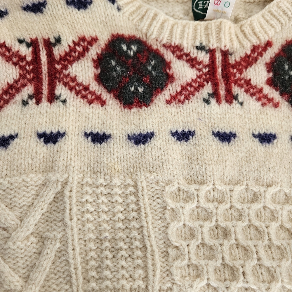 Vintage IZOD Hand Knit Shetland Wool Nordic Fair Isle Sweater Mens Large - Picture 5 of 9